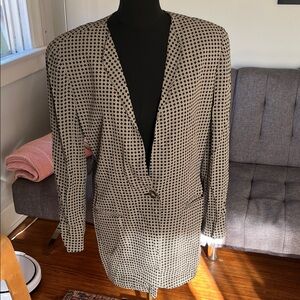 Emanuel Ungaro Black and Cream Patterned Blazer size 8/42